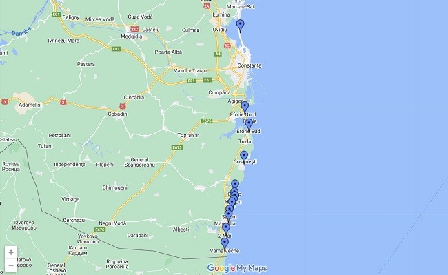 harta litoralului romanesc preluata de pe Google Maps